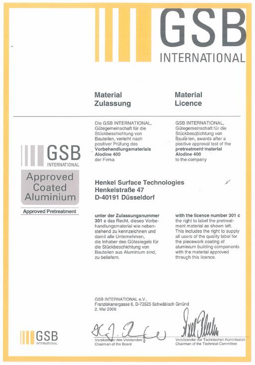 Certifikát GSB